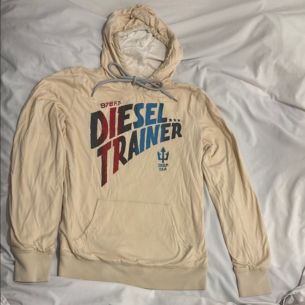 Diesel Trainer Cream Graphic Hoodie - Men